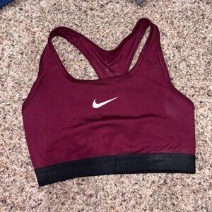 Nike Women's Burgundy and Black Sports Bra